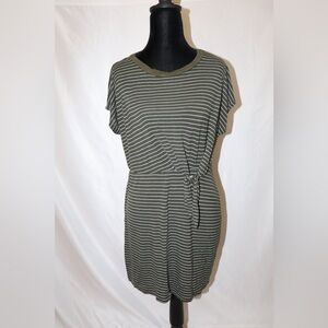 Francesca’s Striped Olive Green Dress Women’s Medium